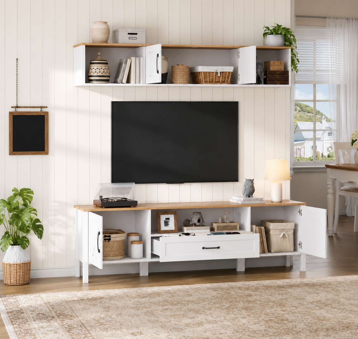 Ensemble Meuble TV 2 pièces avec console flottante - Blanc — vue 5 Image