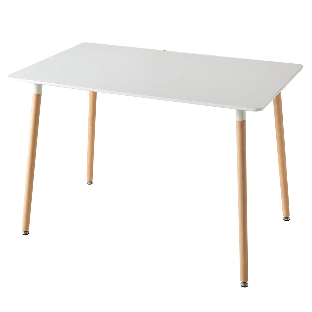 Table à manger scandinave blanche 110 cm avec pieds en bois clair