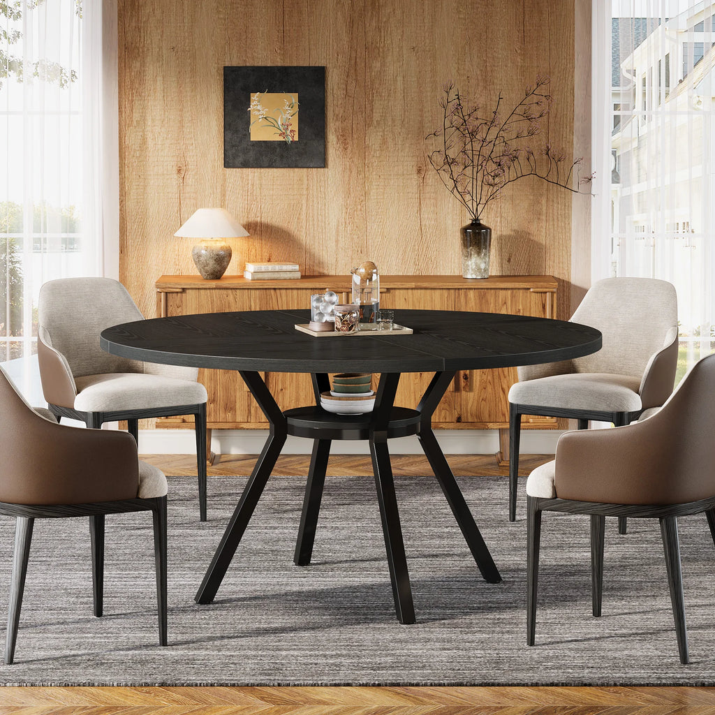 Table à manger ronde Halden 120 cm finition noire vue produit