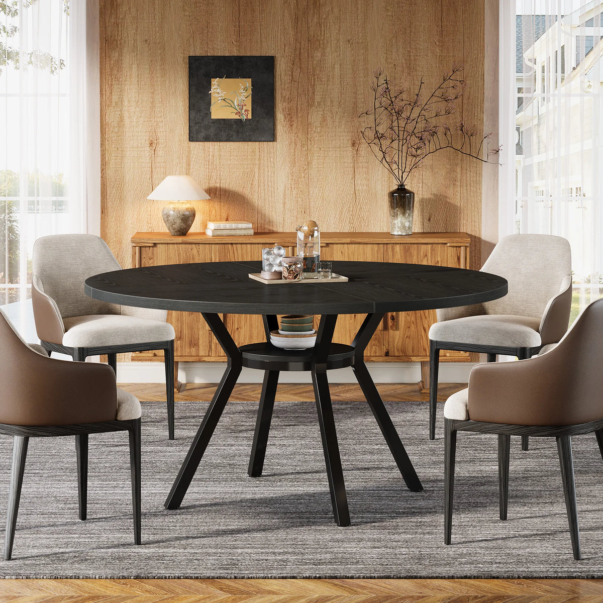 Table à manger ronde Halden 120 cm finition noire vue produit