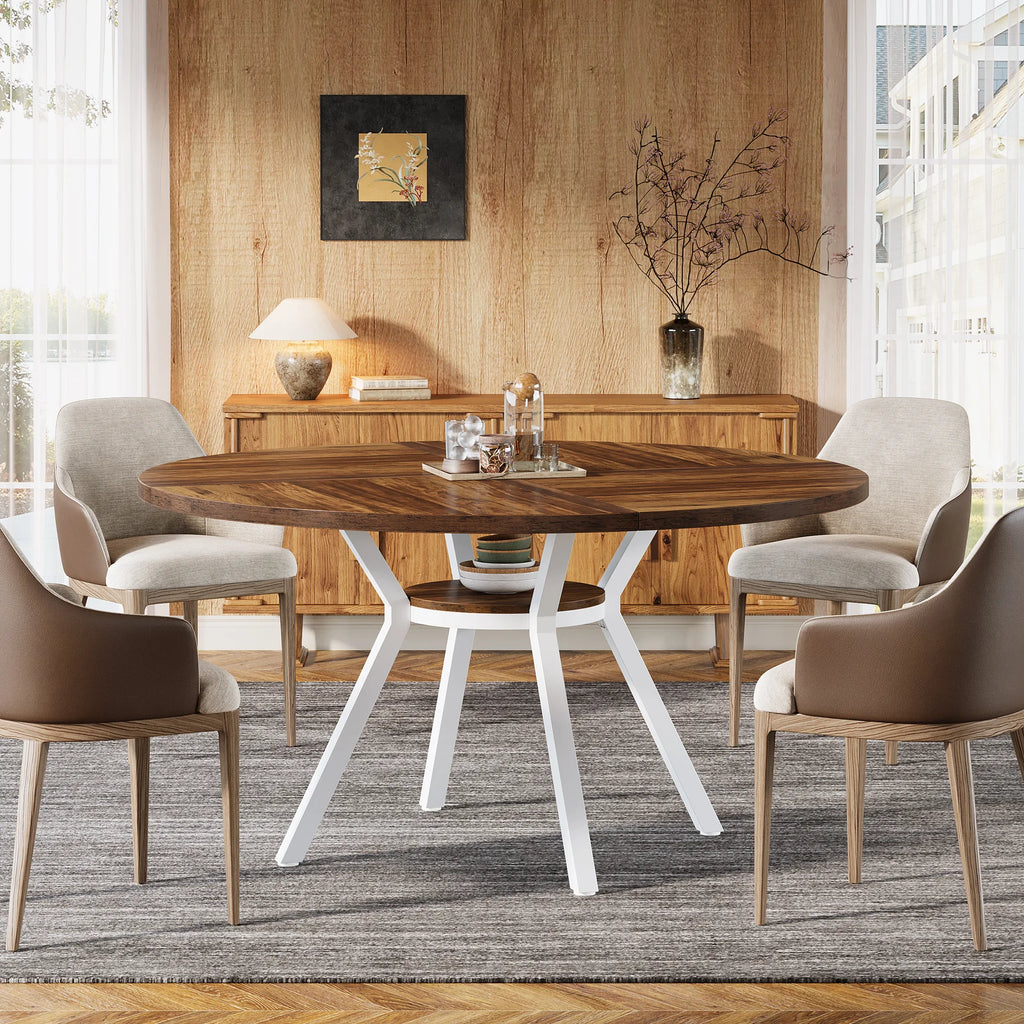 Table à manger ronde Halden 120 cm finition chocolat vue produit