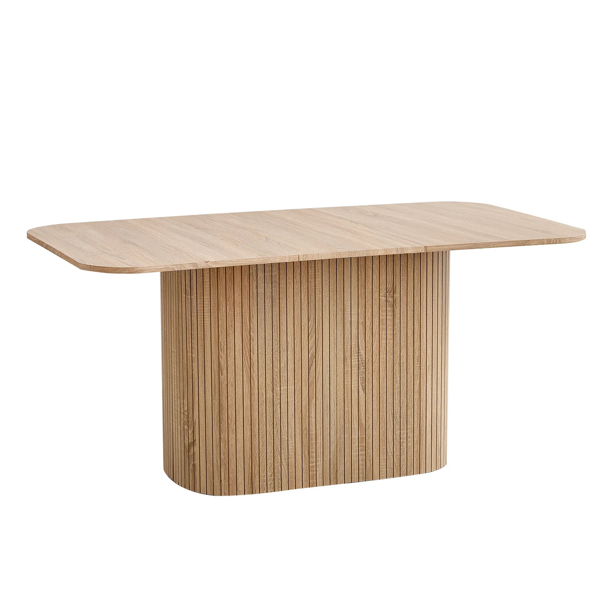 Table à manger Ondulis 140 cm — bois massif teinte noyer, base ondulée cannelée – finition Light Wood Color