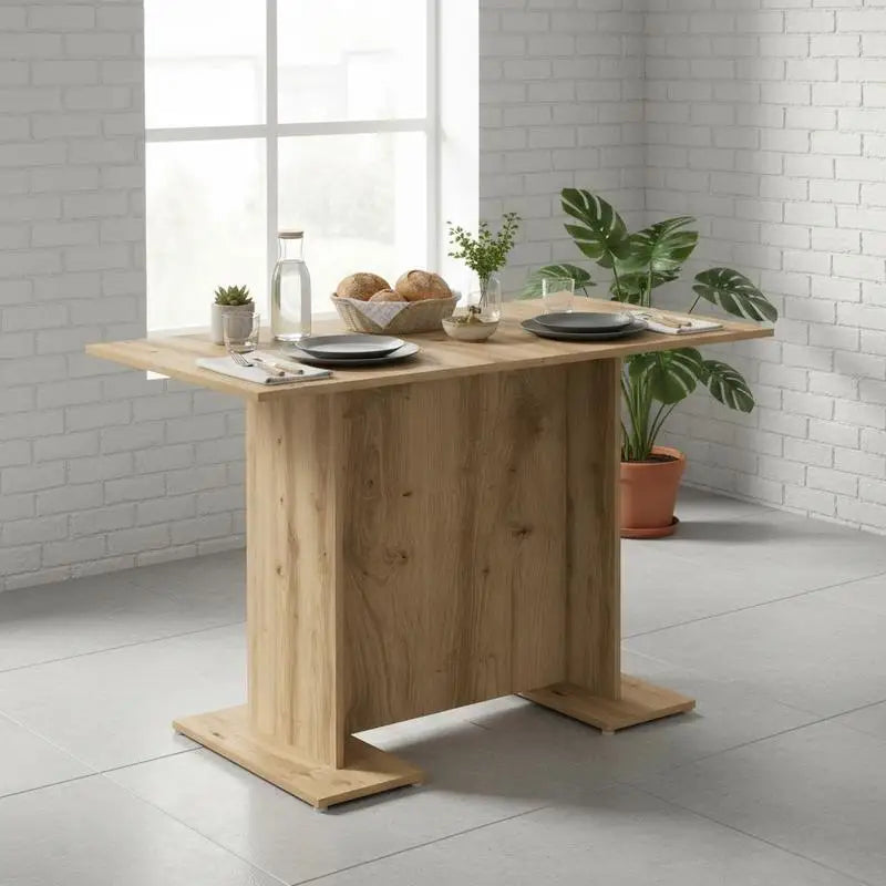Table à manger en chêne artisanal 110 x 60 x 75 cm, bois d'ingénierie – vue produit