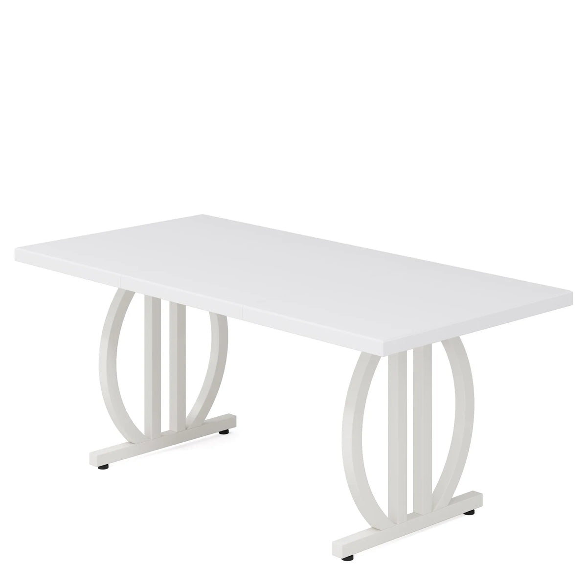Table à manger industrielle Forge 160 cm — plateau noir et piètement métal noir sculpté – finition White