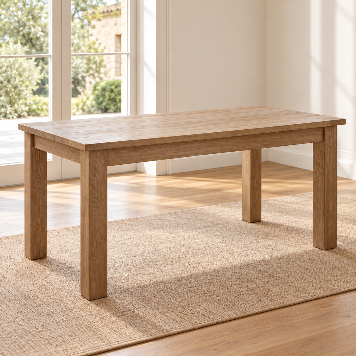 Table à manger en acajou massif 120 cm – pieds carrés — produit seul dans un intérieur de maison