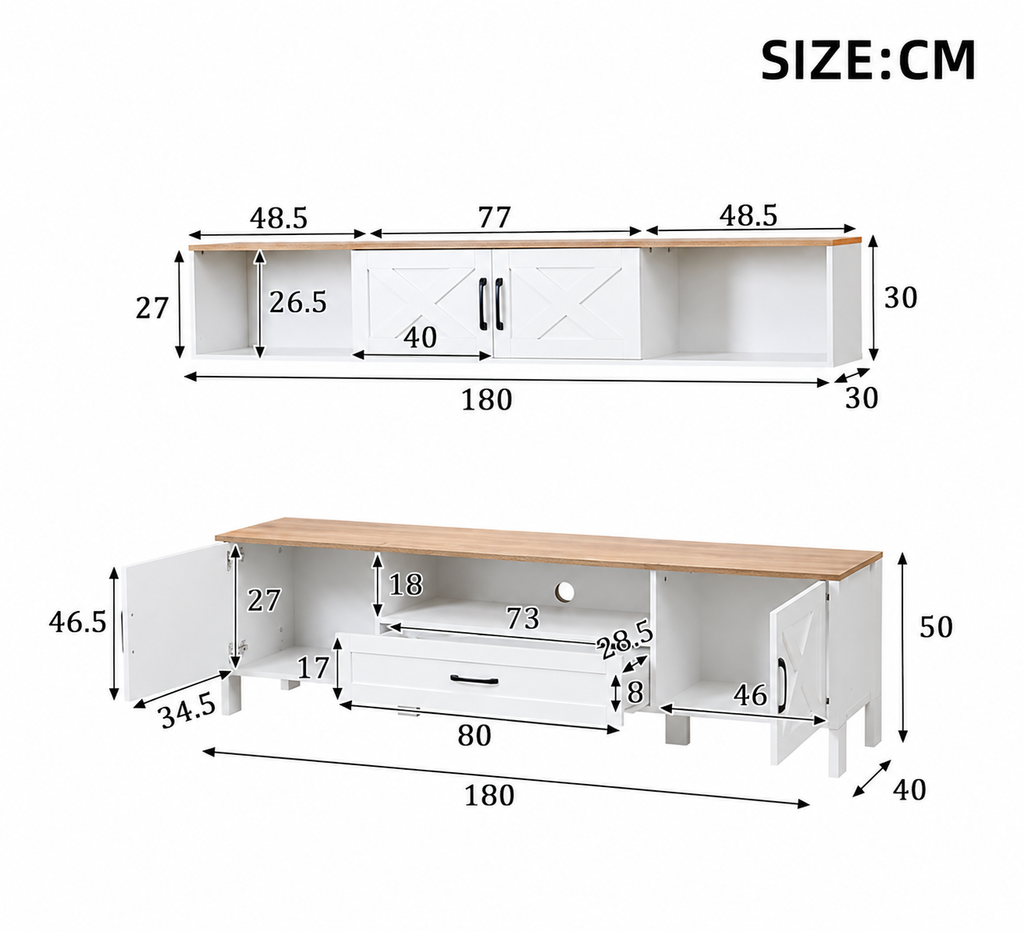 Ensemble Meuble TV 2 pièces avec console flottante - Blanc — vue 3