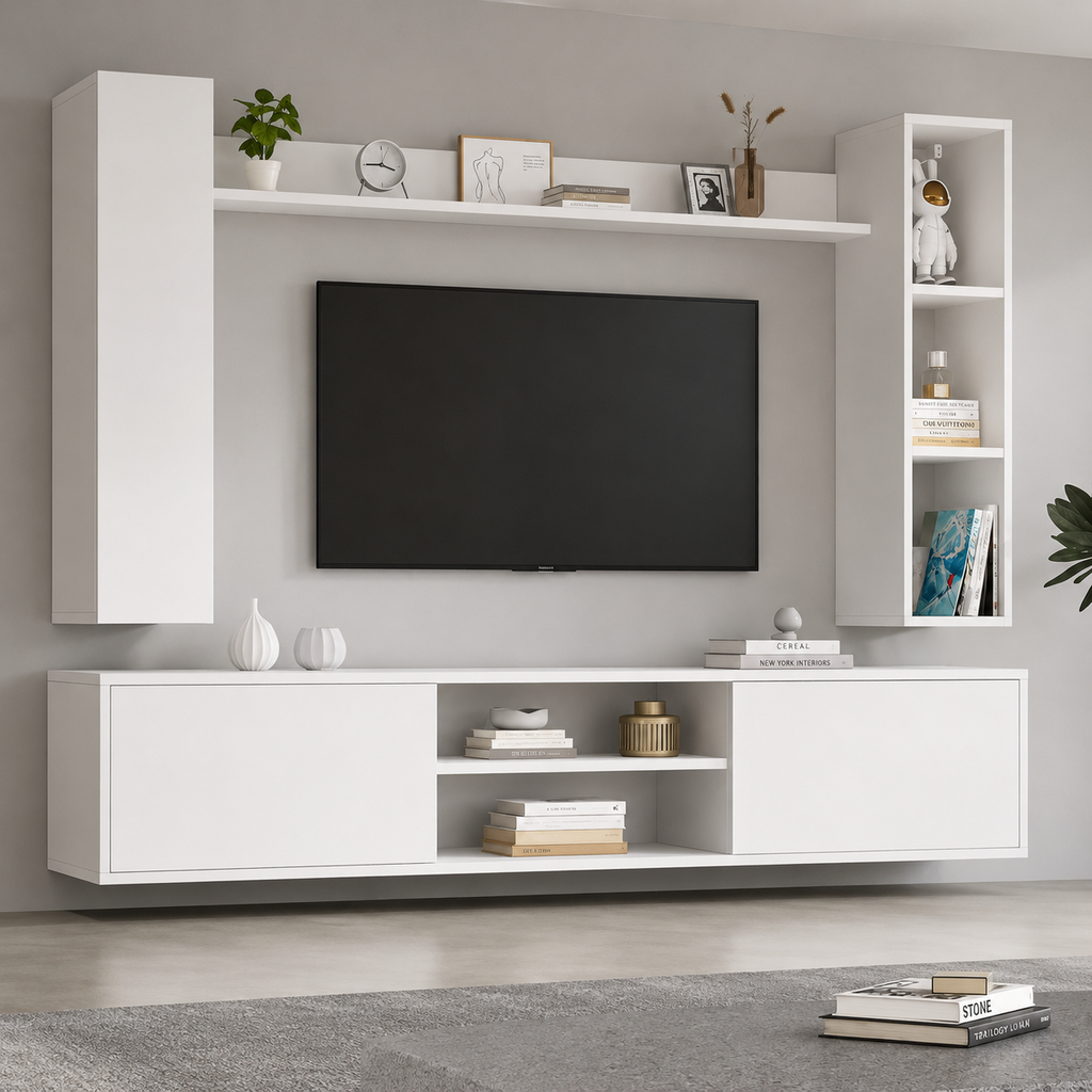 Ensemble Meuble TV 4 pièces 180 cm - Blanc mat