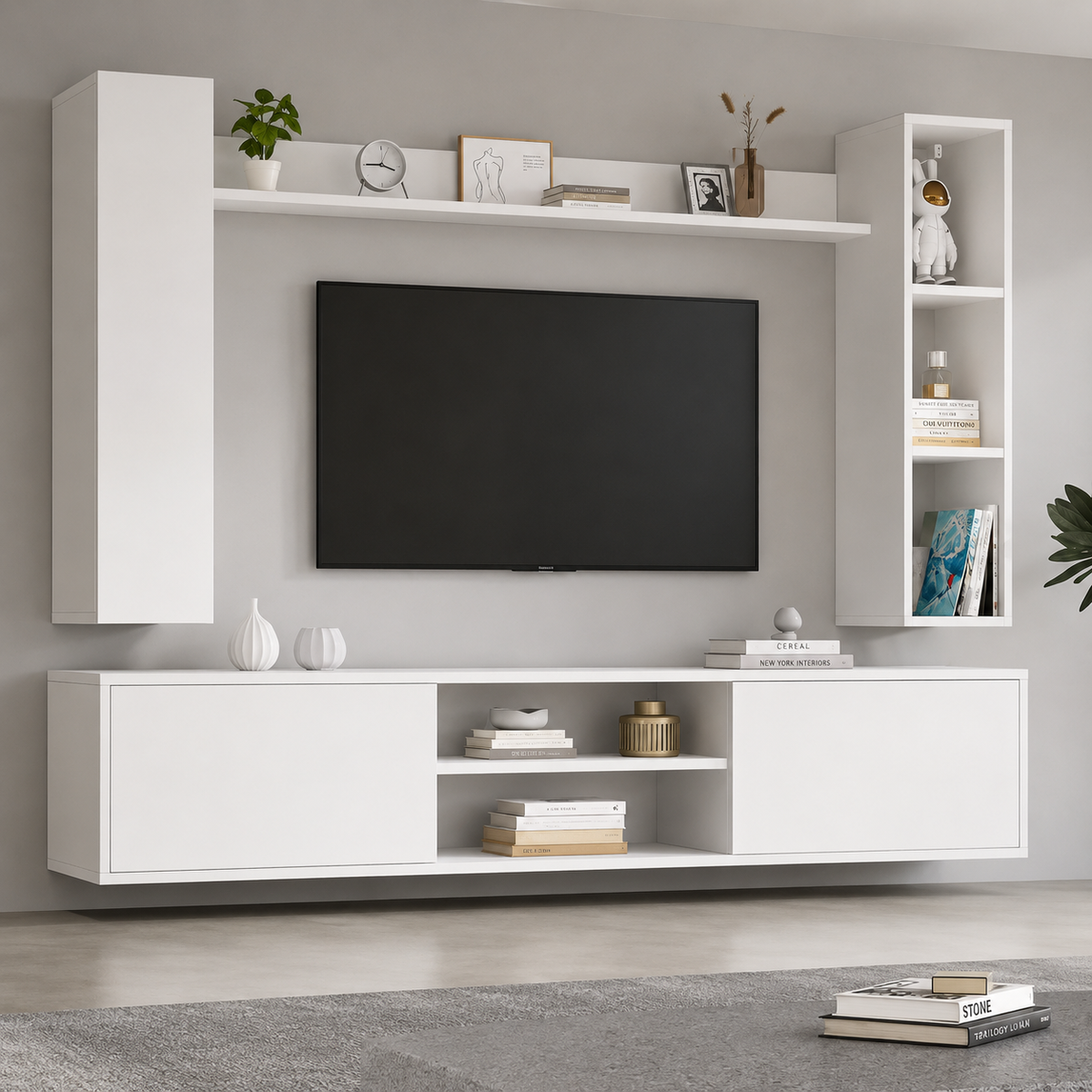 Ensemble Meuble TV 4 pièces 180 cm - Blanc mat