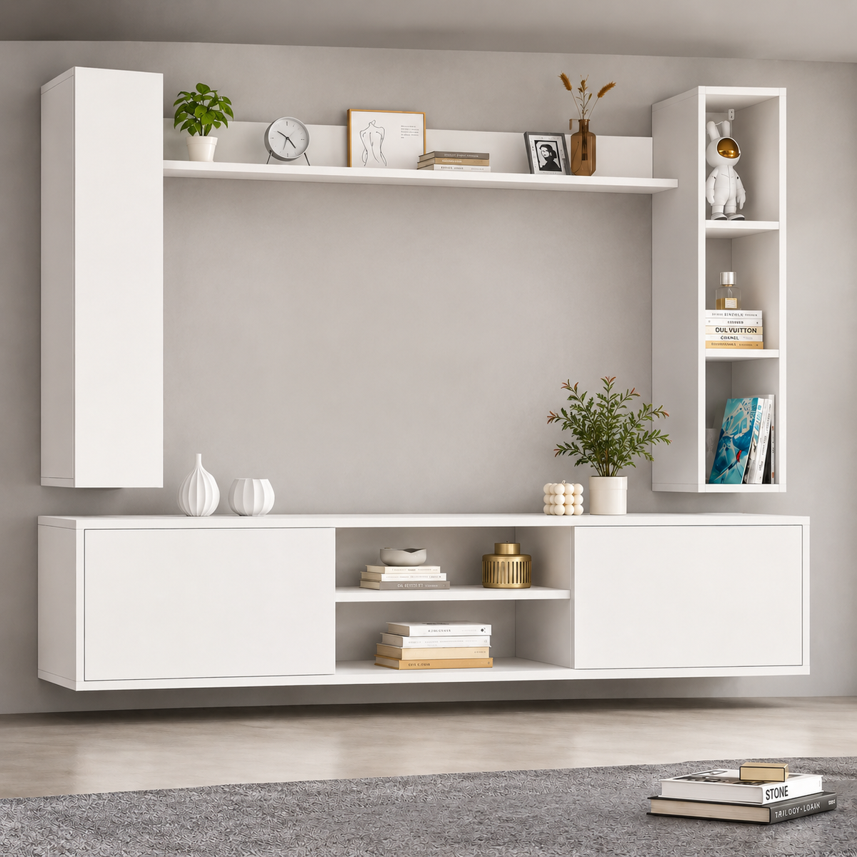 Ensemble Meuble TV 4 pièces 180 cm - Blanc mat — vue 