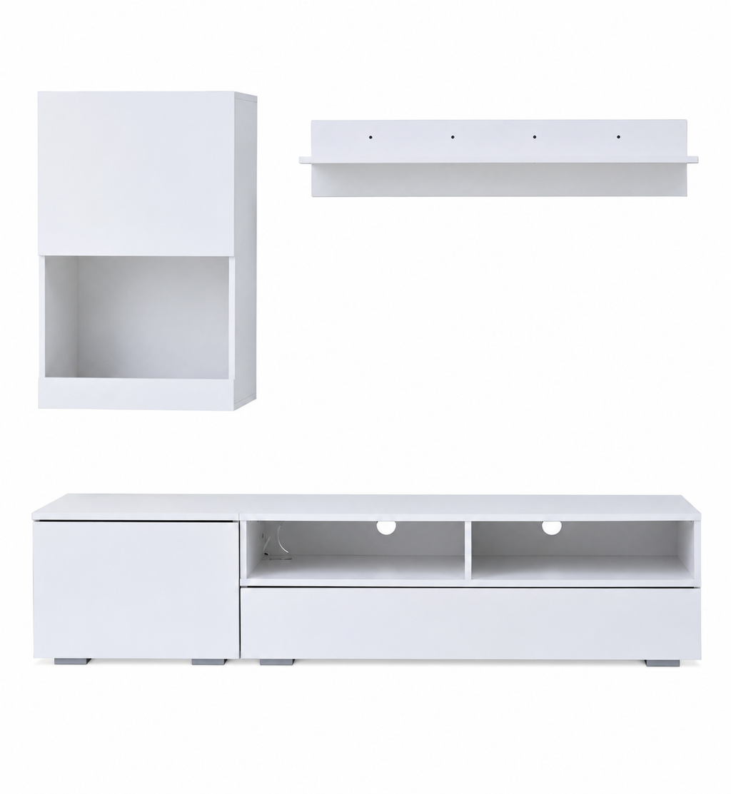Ensemble meuble TV 175 cm avec vitrine et LED 5