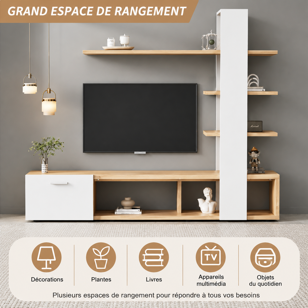 Ensemble meuble TV 180 cm — vue 4
