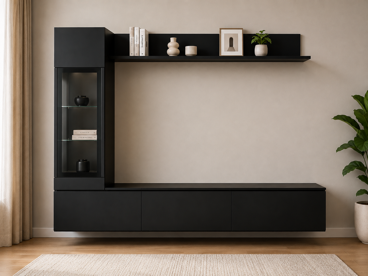Ensemble meuble TV 3 pièces avec vitrine et LED — vue 5