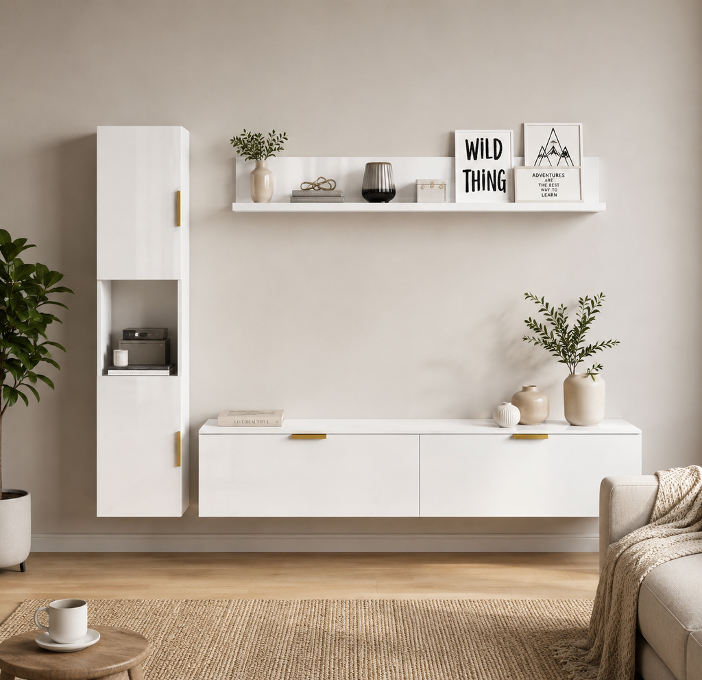 Ensemble meuble TV avec armoire latérale et étagère 4