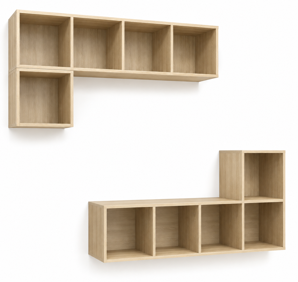 Ensemble meuble TV flottant grand rangement — vue 3