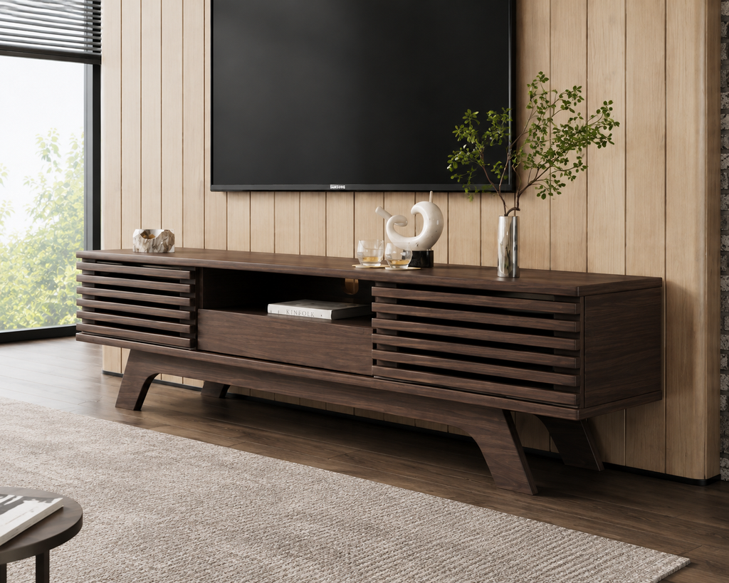 Meuble TV 150 cm 1 tiroir 2 portes décor bois 1