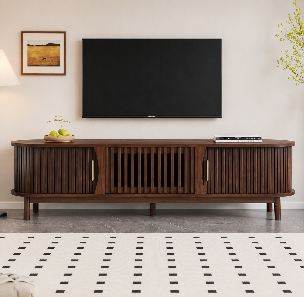 Meuble TV 165 cm porte coulissante