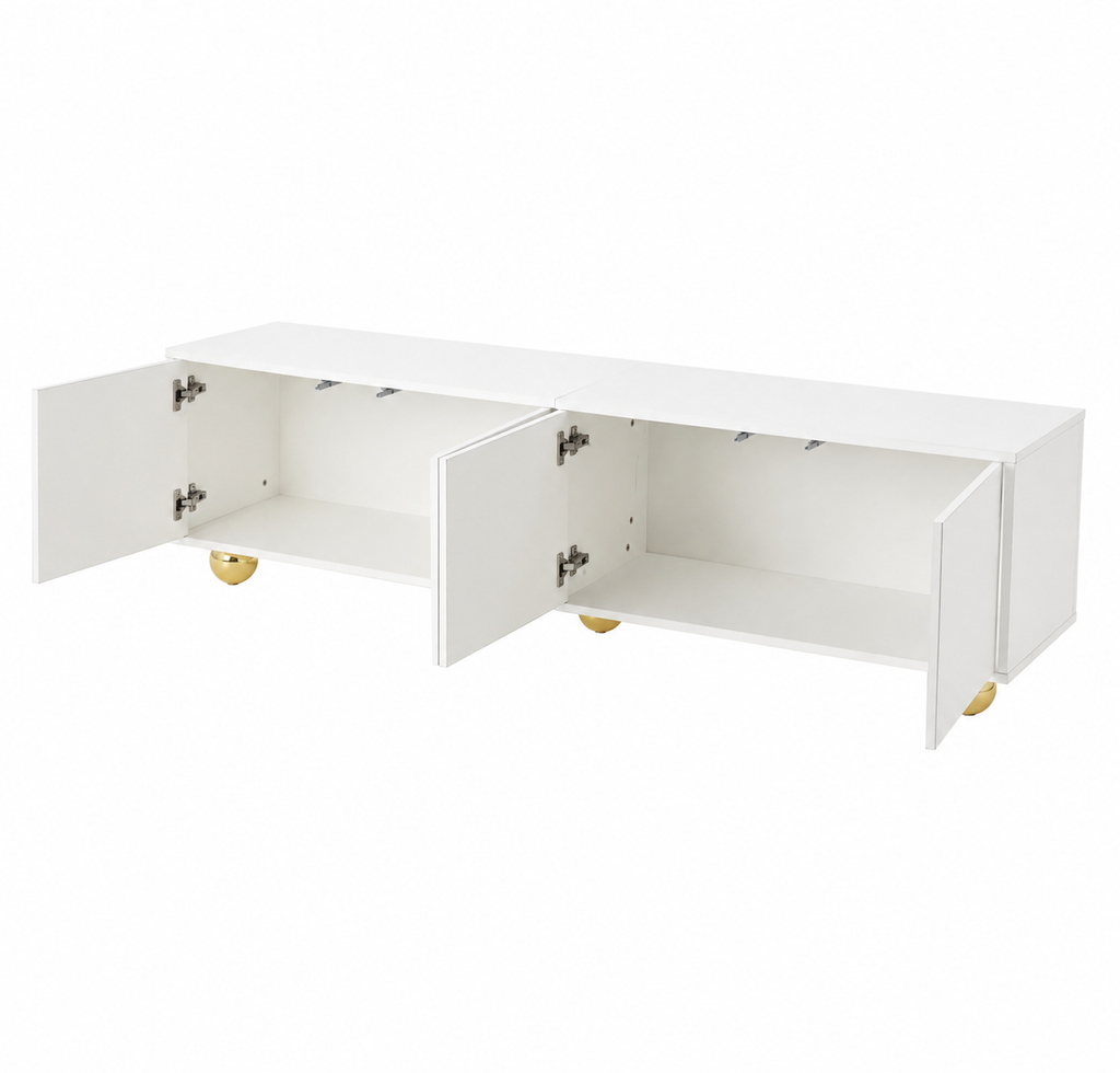 Meuble TV 180 cm 2 armoires sur pieds - Blanc — vue 3