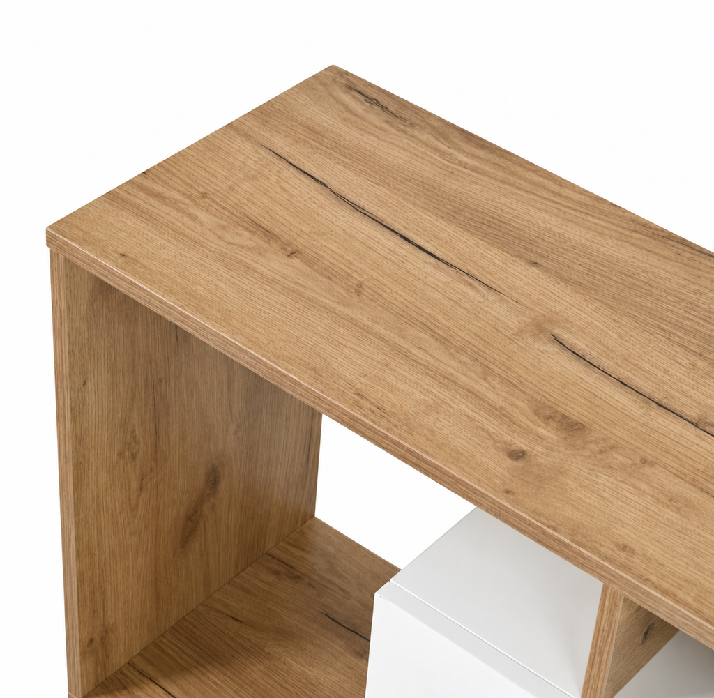 Meuble TV 180 cm 3 portes - Blanc et bois naturel — vue 3