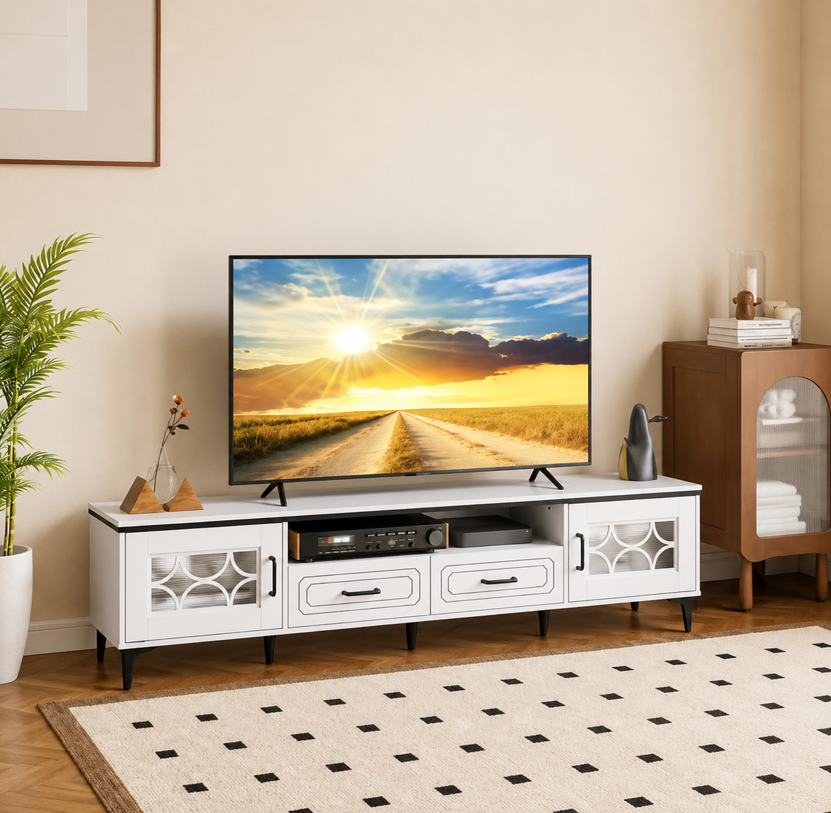 Meuble TV 180 cm pieds métal