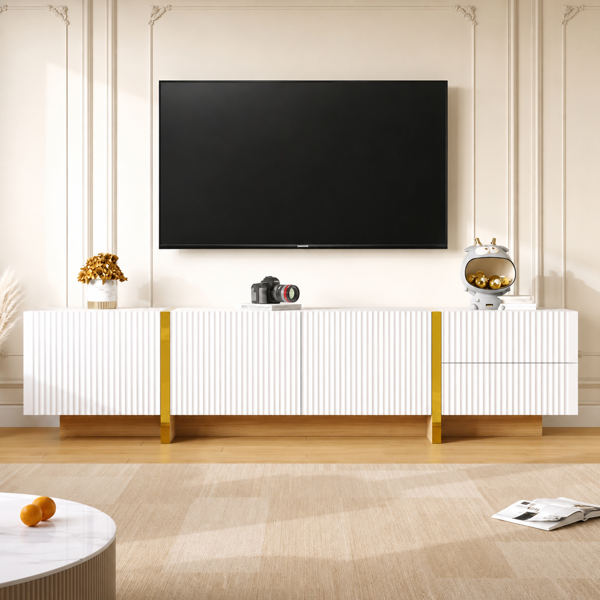 Meuble TV 190 cm 2 tiroirs 3 portes