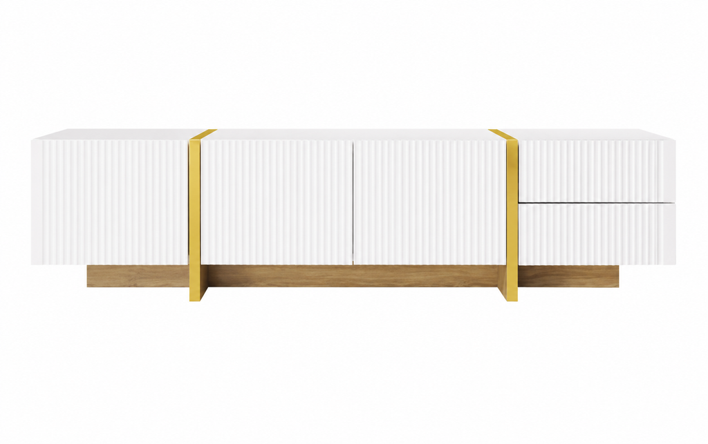 Meuble TV 190 cm 2 tiroirs 3 portes — vue 4