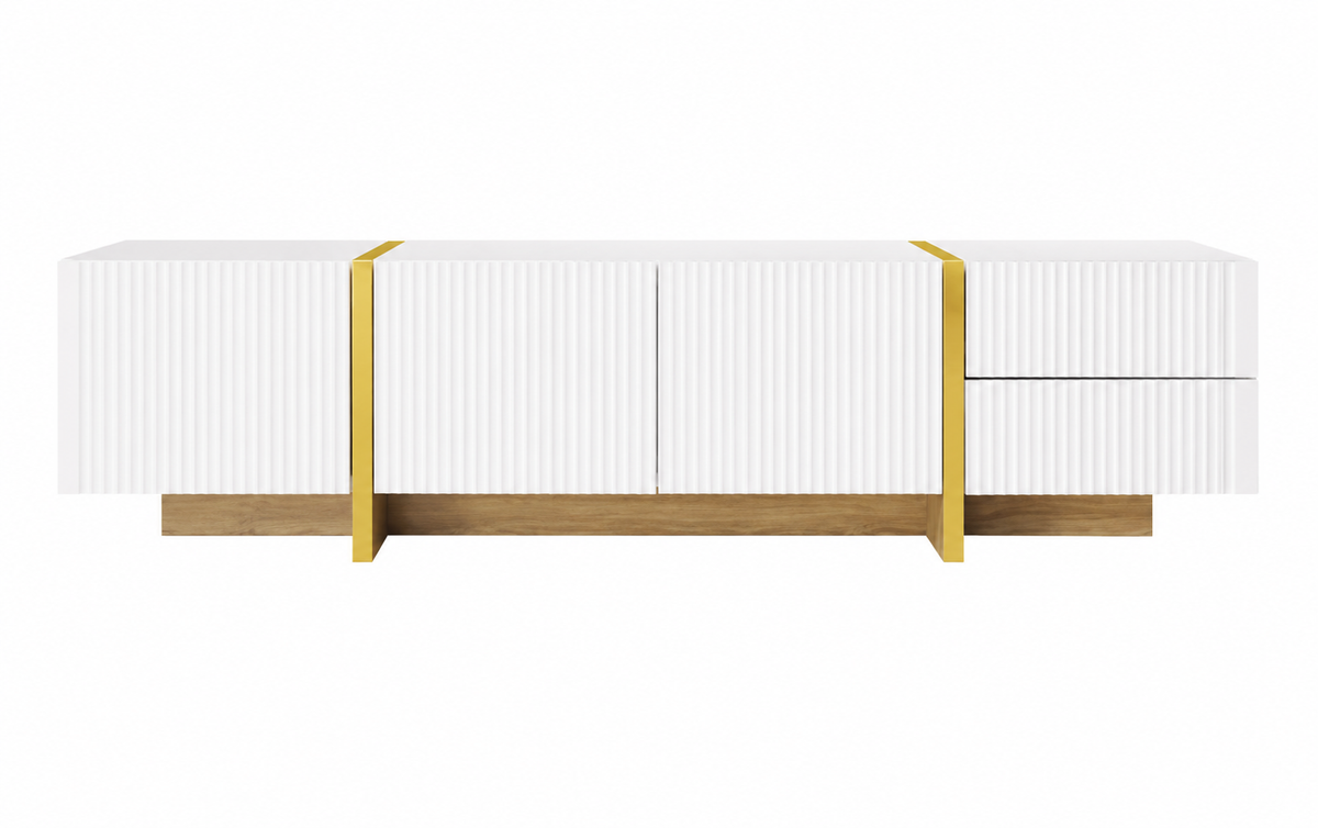 Meuble TV 190 cm 2 tiroirs 3 portes — vue 4