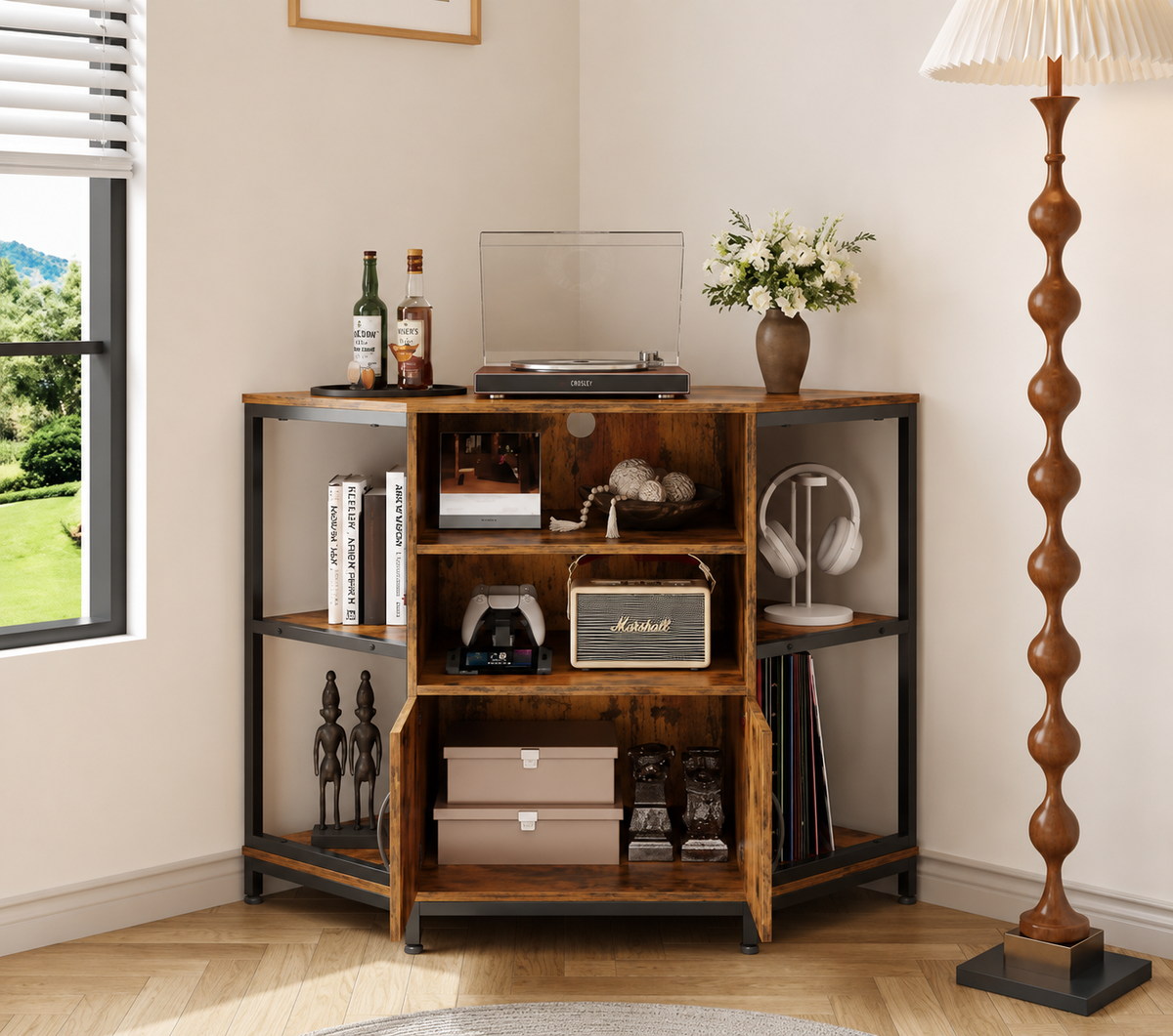 Meuble TV d'angle 105 cm avec LED — vue 3
