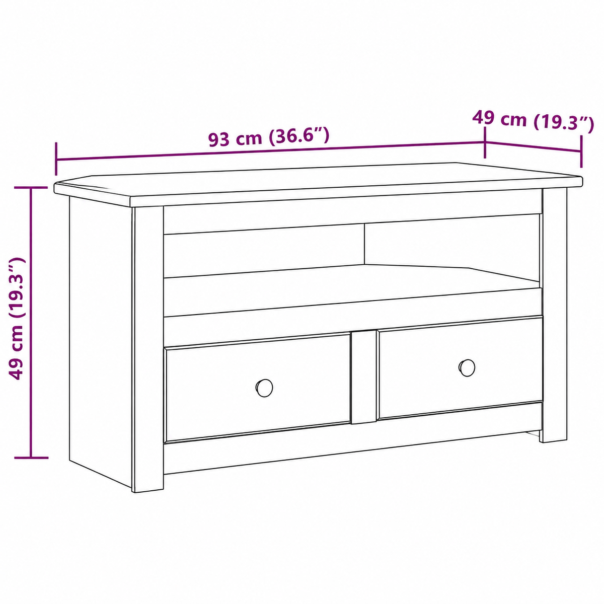 Meuble TV d'angle en pin massif — vue 4