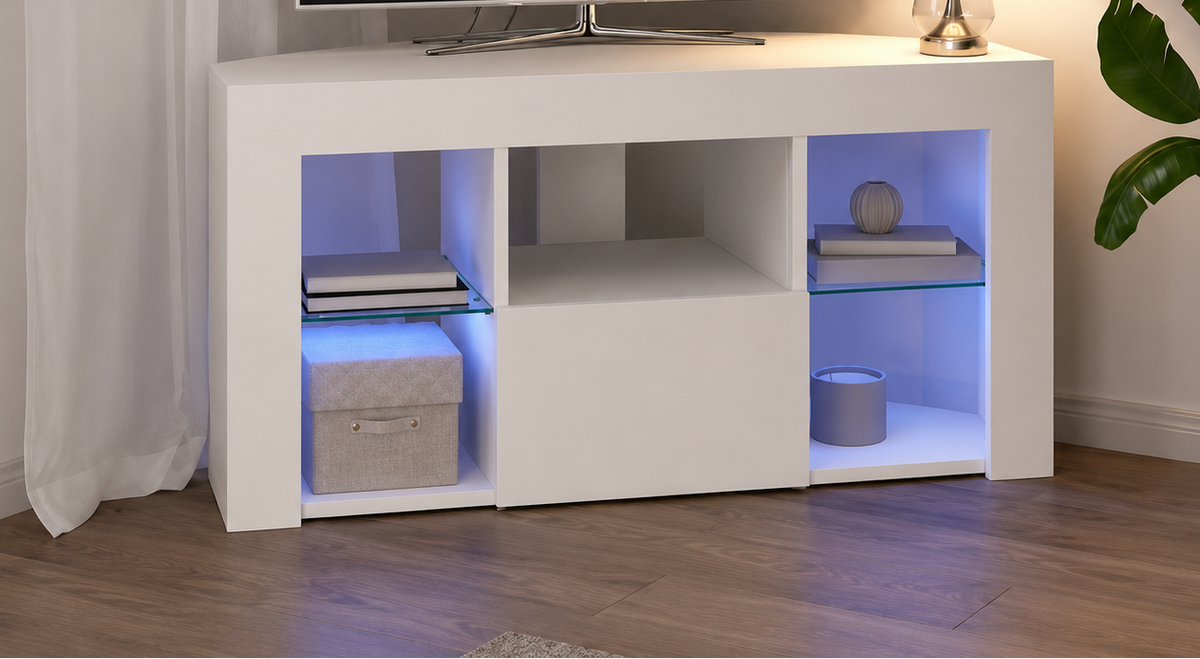 Meuble TV d'angle mural avec éclairage LED — vue 4