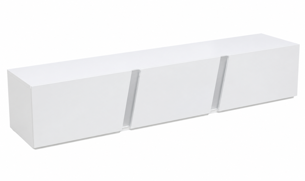 Meuble TV mural 180 cm blanc brillant avec LED — vue 