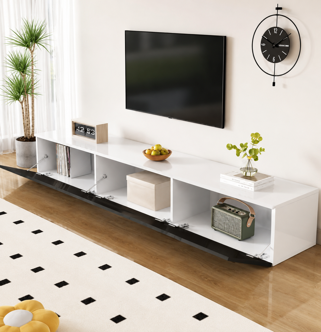 Meuble TV mural 180 cm haute brillance avec LED — vue 3