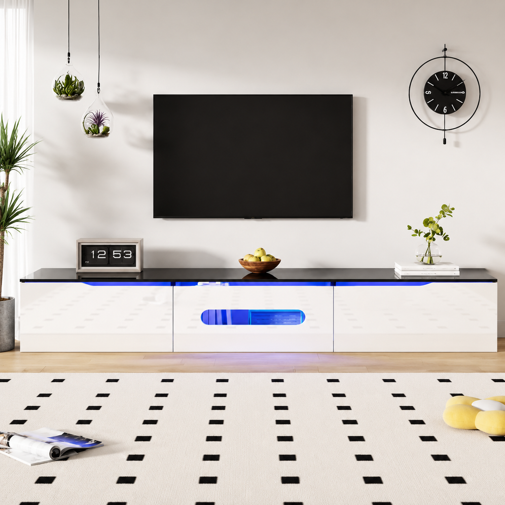 Meuble TV mural 180 cm haute brillance avec LED — vue 6