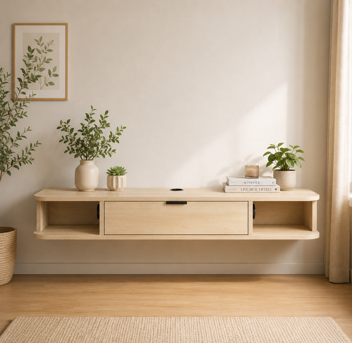 Meuble TV suspendu 120 cm 1 tiroir 1