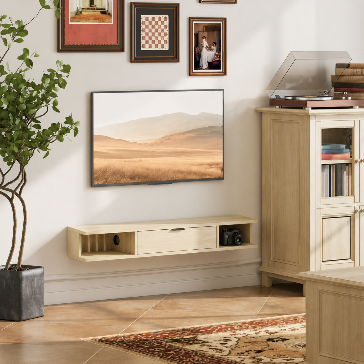 Meuble TV suspendu 120 cm 1 tiroir — vue 2
