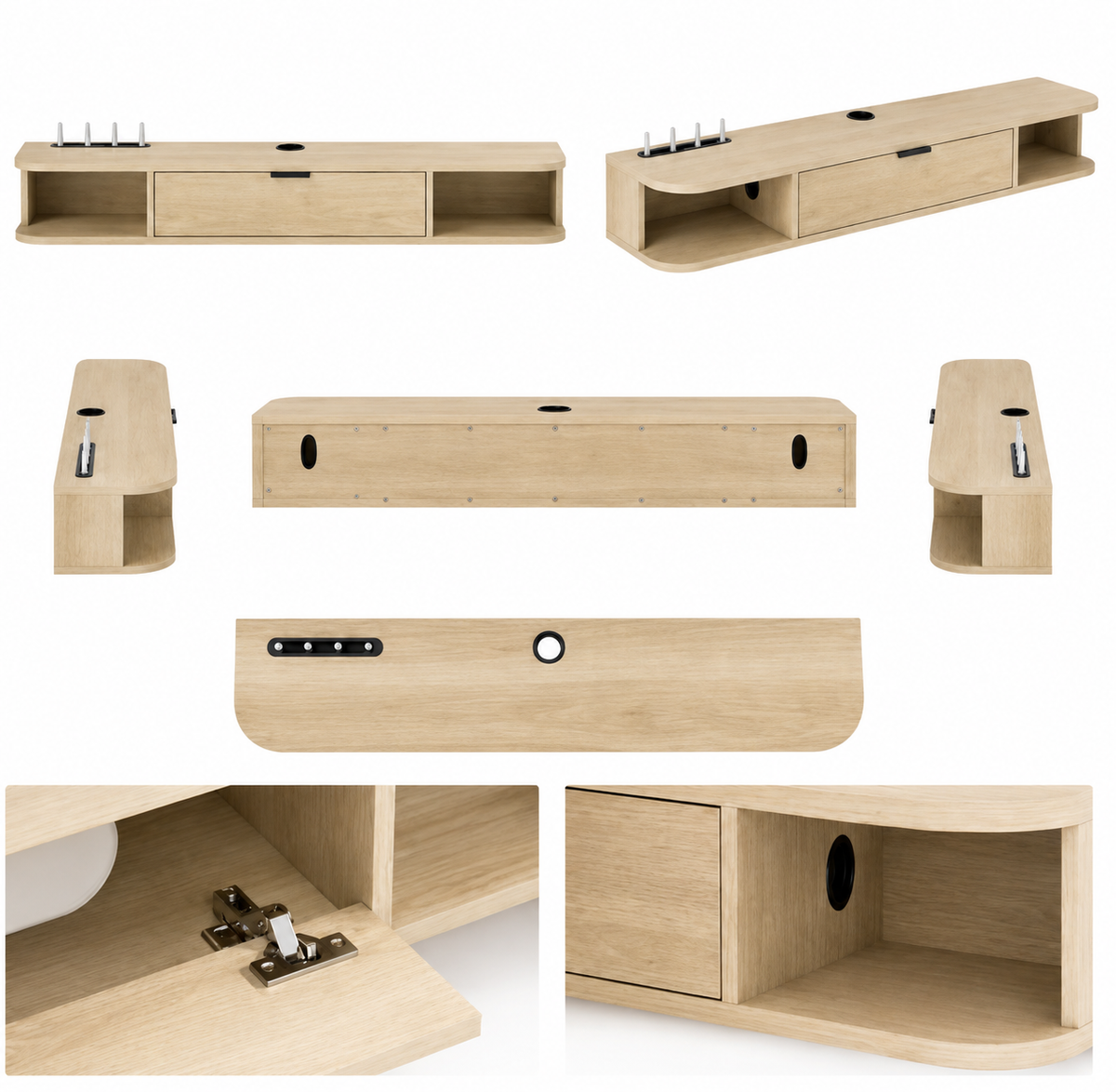Meuble TV suspendu 120 cm 1 tiroir — vue 3
