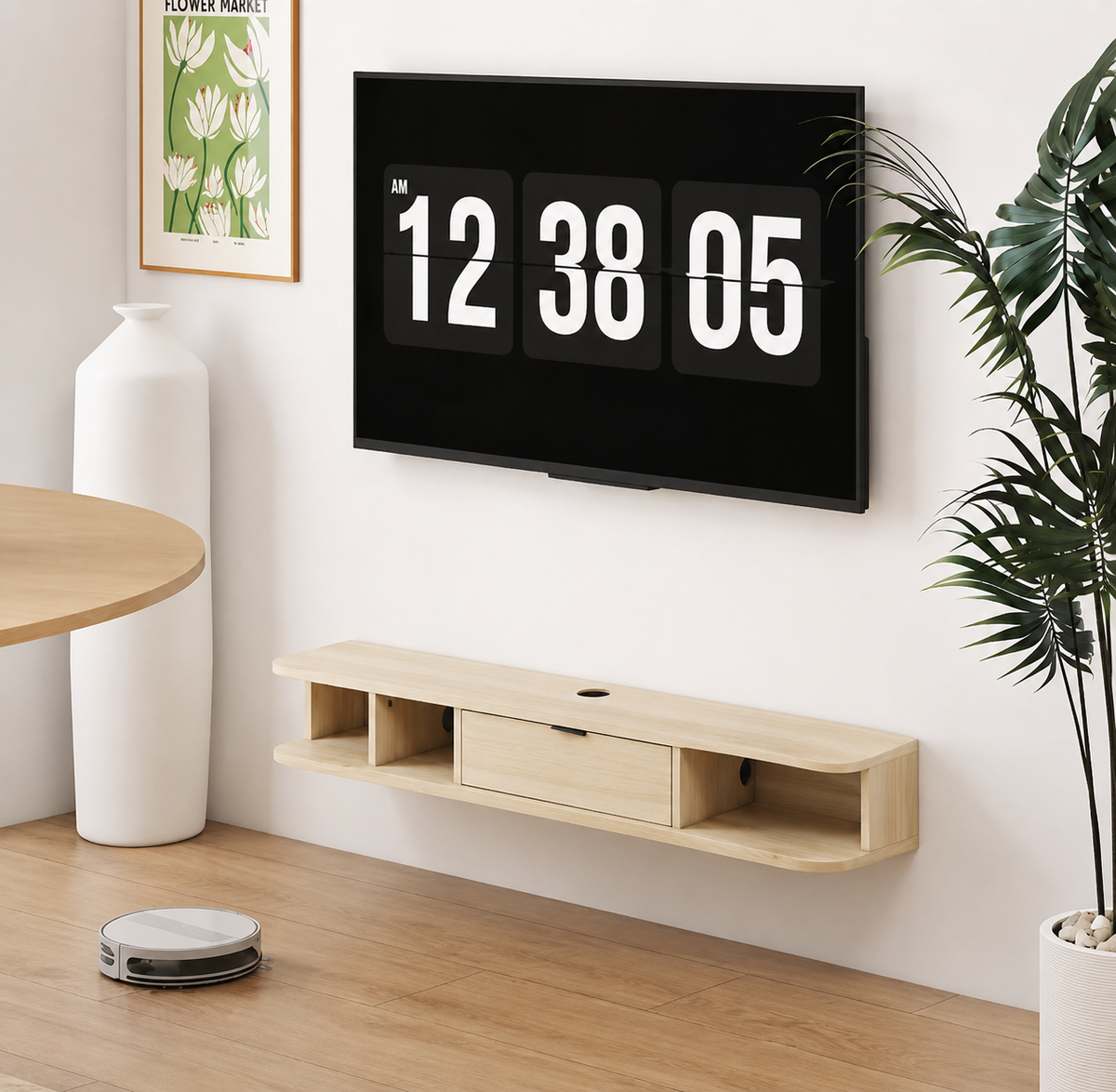 Meuble TV suspendu 120 cm 1 tiroir — vue 4