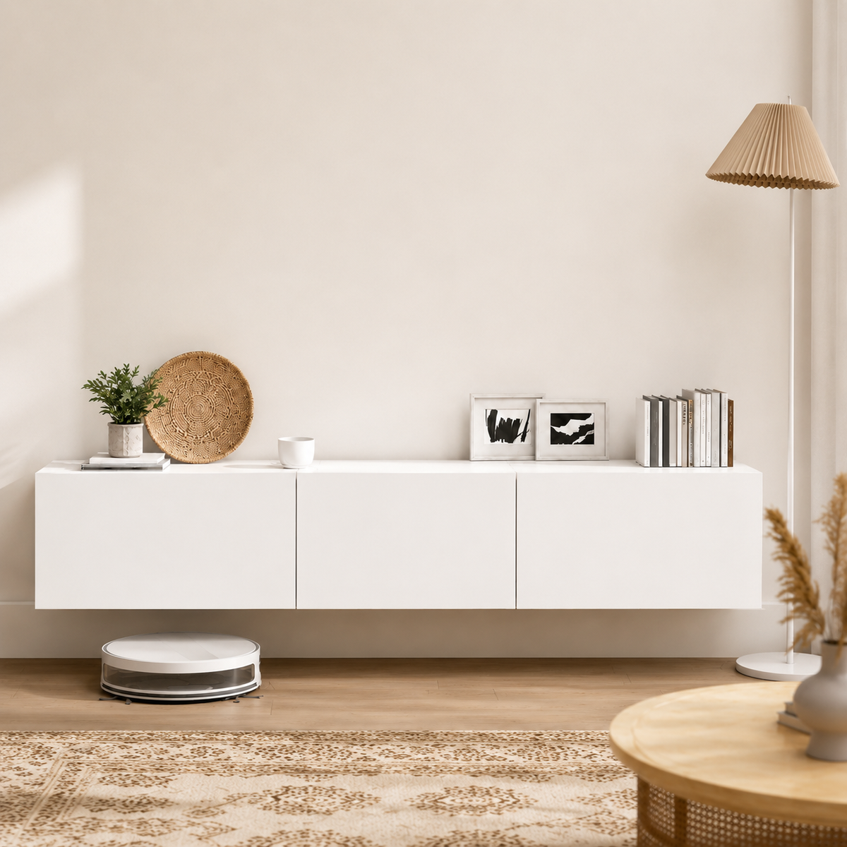 Meuble TV suspendu 180 cm 3 portes rabattables — vue 8