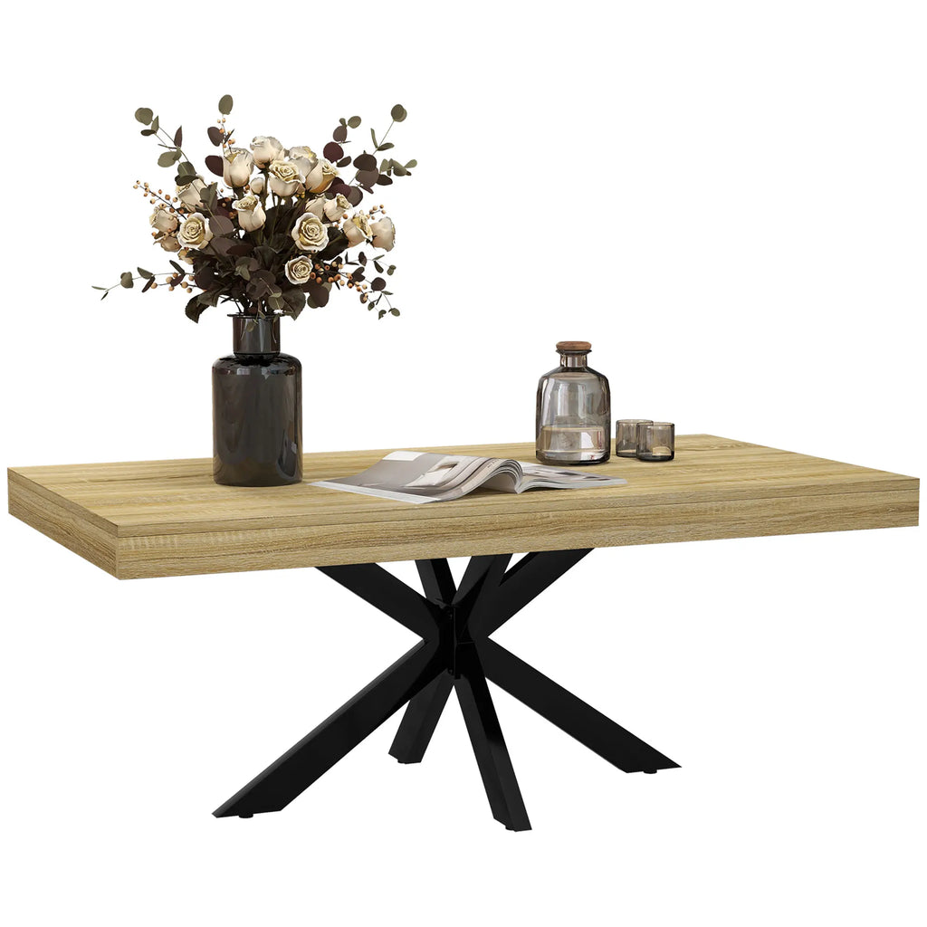 Table basse Forgeat 110 cm — plateau effet bois et piètement métal noir en étoile – vue produit