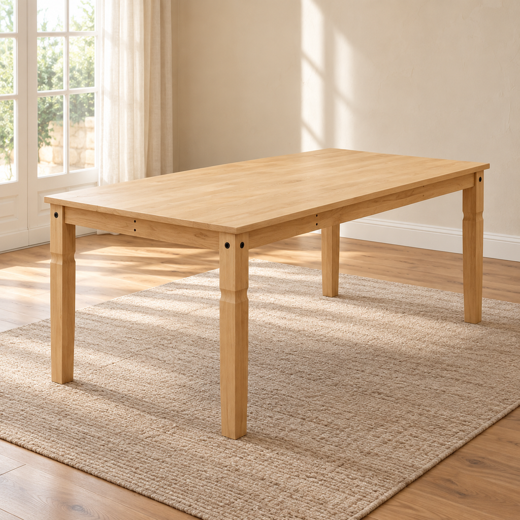 Table à manger Sylvain 180 cm — pin massif — produit seul dans un intérieur de maison