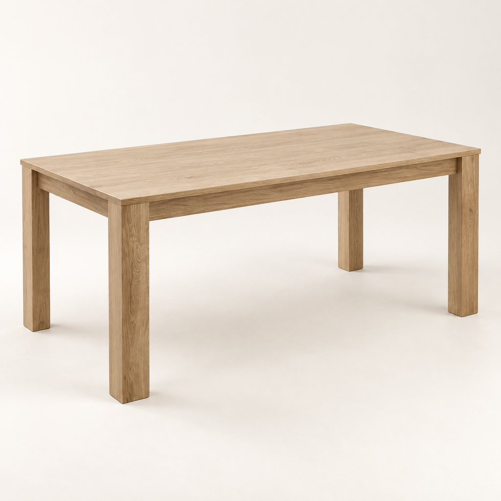 Table à manger en chêne massif 140 cm vue trois-quarts