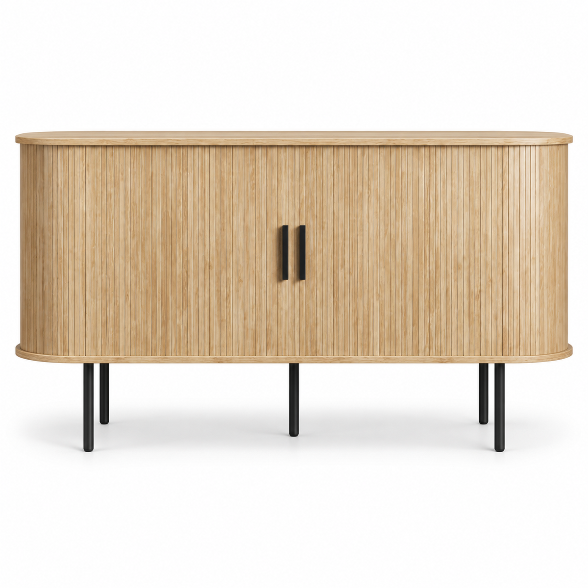 Buffet cannelé courbe 140 cm deux portes coulissantes vue de face