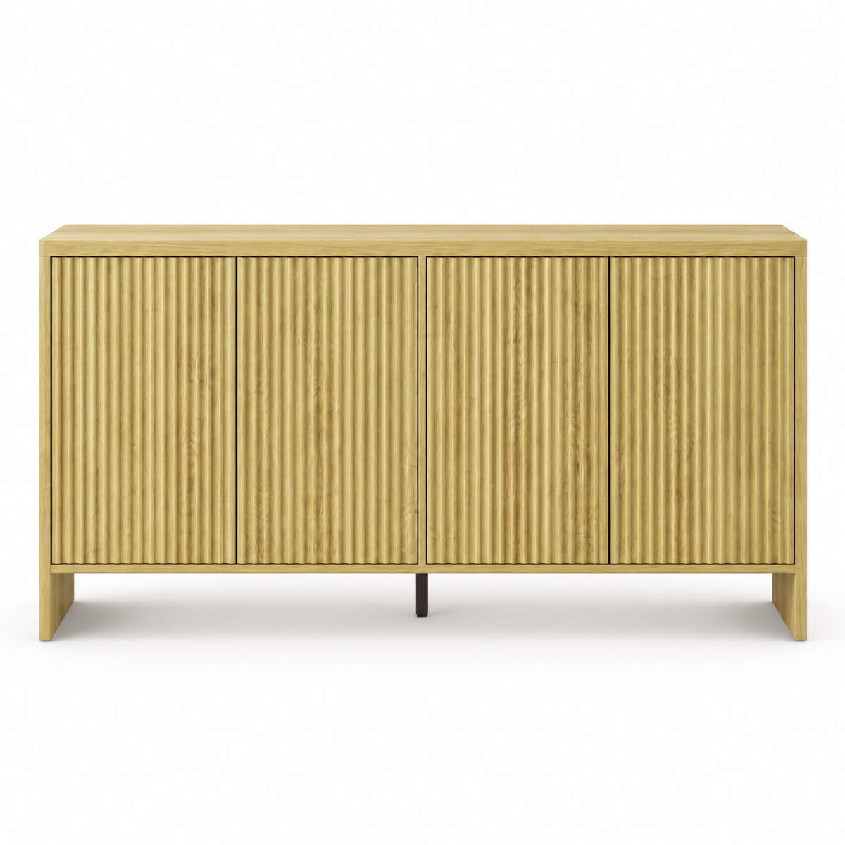 Buffet chêne rainuré 147 cm quatre portes vue de face