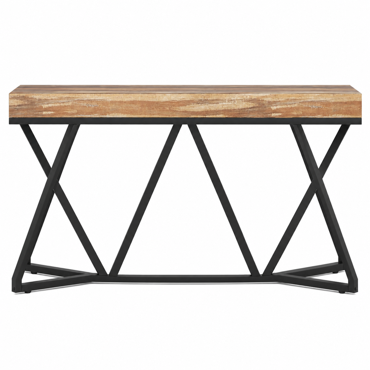 Console d’entrée 140 cm avec piètement métal noir en X vue de face