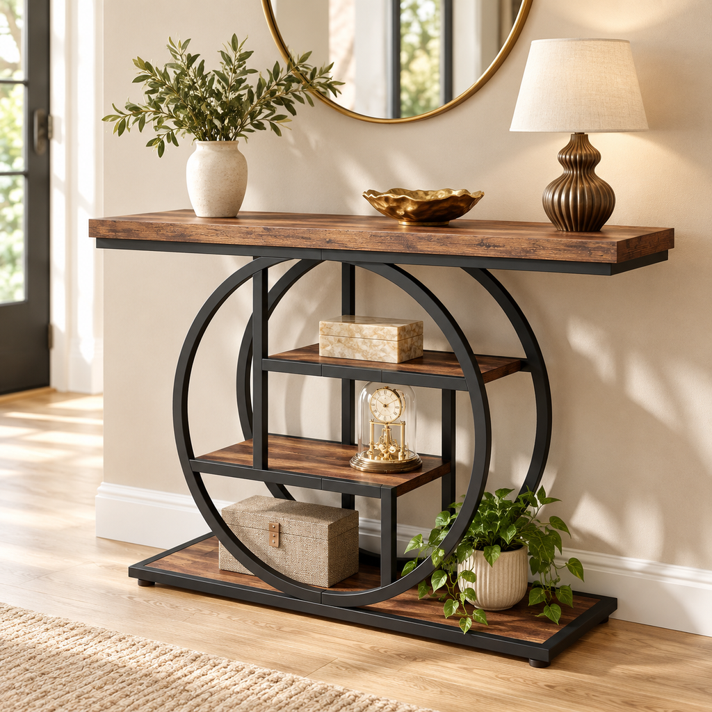 Console Cercle dans une entrée contemporaine