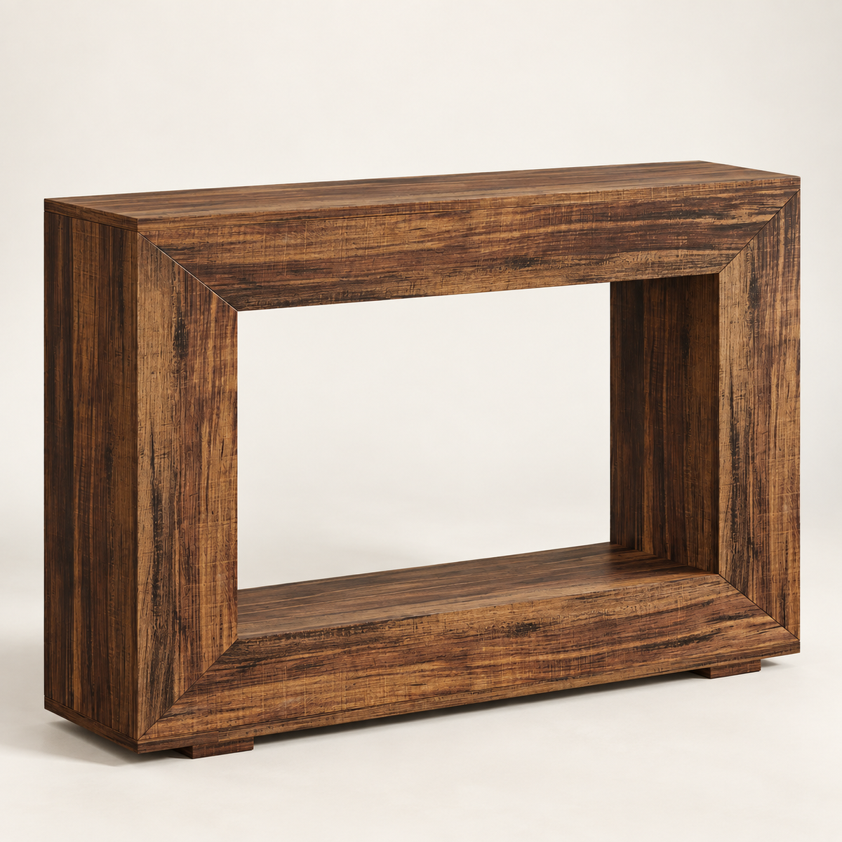 Console Cadre 120 cm effet noyer vue trois-quarts