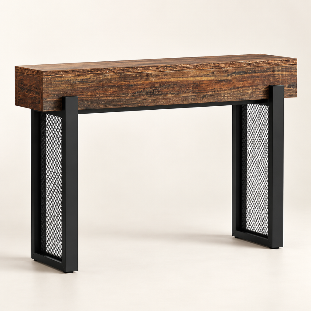 Console Corridor 105 cm effet bois vue trois-quarts