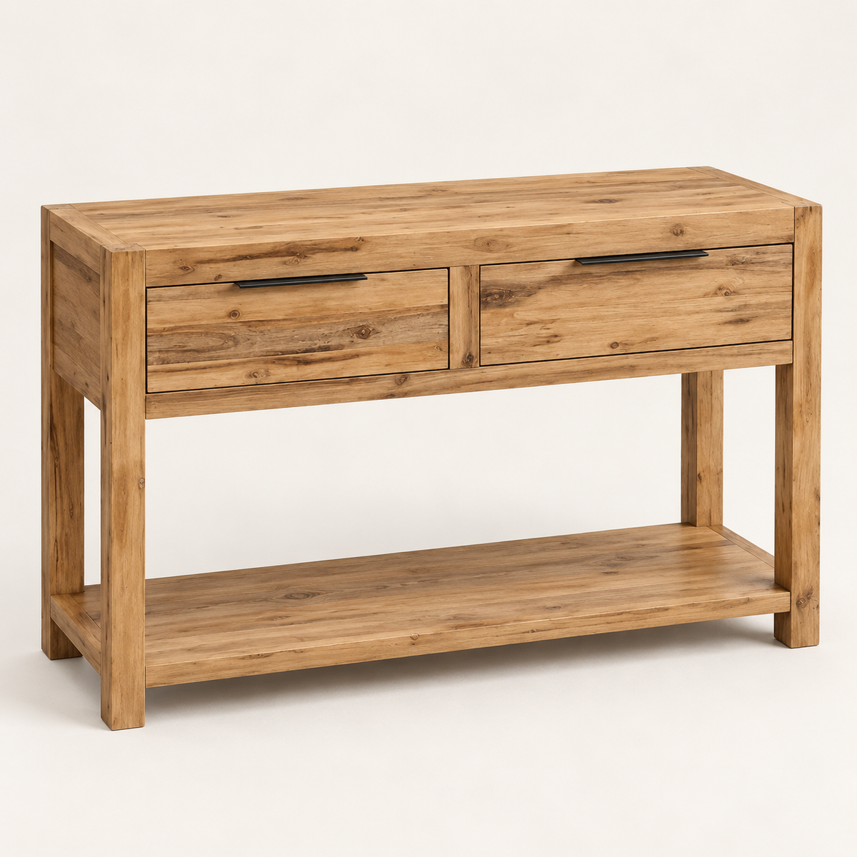 Console Acacio 82 cm en acacia massif vue trois-quarts