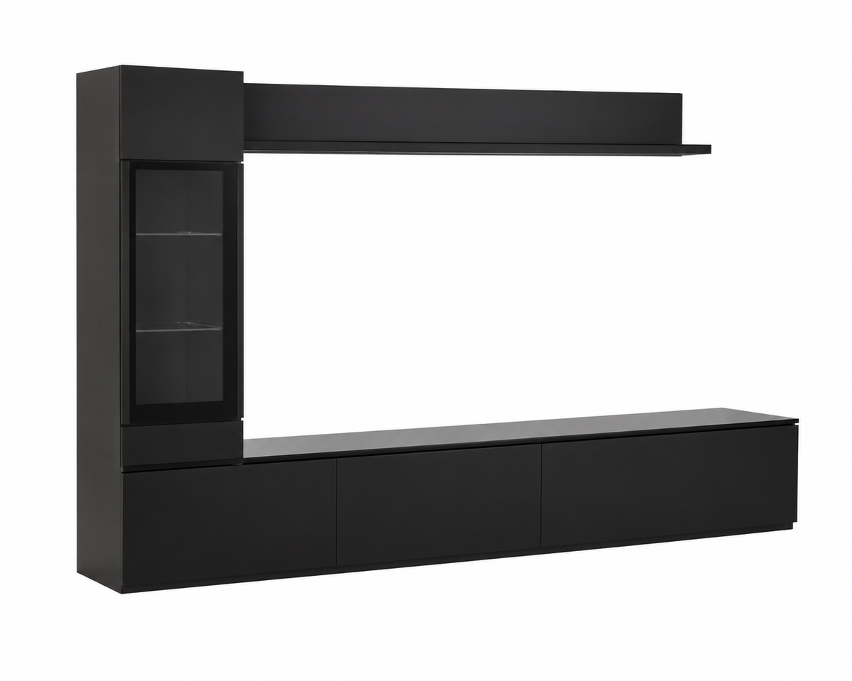Ensemble meuble TV 3 pièces avec vitrine et LED — vue 2