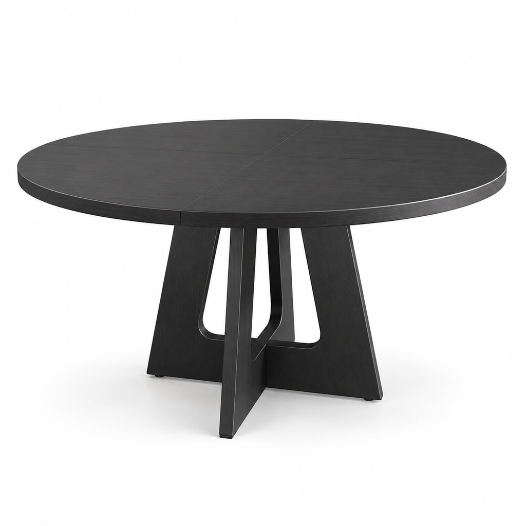 Table à manger ronde Pivot 120 cm finition noire vue produit sans texte