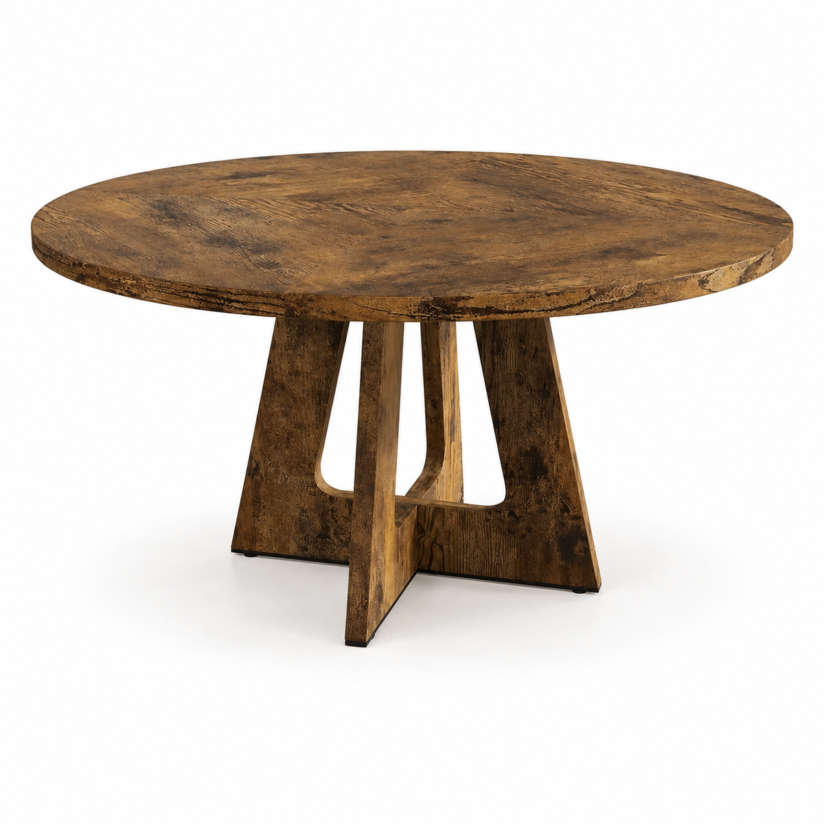 Table à manger ronde Pivot 120 cm finition brune vue produit sans texte